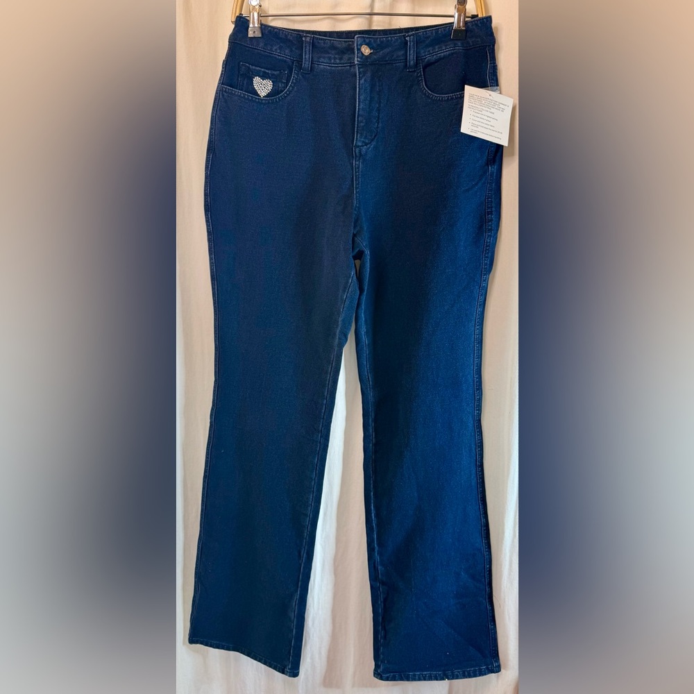 Women’s Dark Blue Denim Jeans with Heart Accent